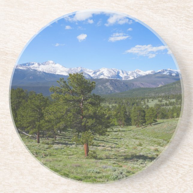 Rocky Mountain View Landschaft Getränkeuntersetzer (Vorne)