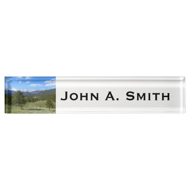 Rocky Mountain View Landschaft Namensplakette (Vorderseite)