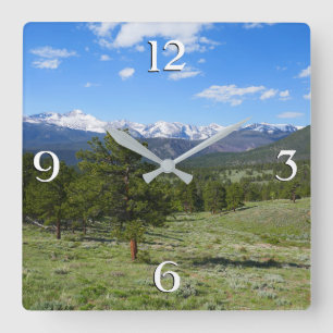 Rocky Mountain View Landschaft Quadratische Wanduhr