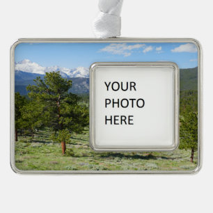 Rocky Mountain View Landschaft Rahmen-Ornament Silber