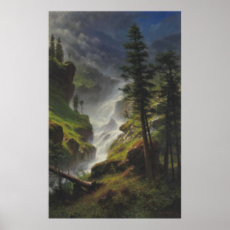 Rocky Mountain Waterfall - Bierstadt Print Poster