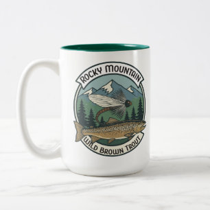 Rocky Mountain Wild Brown Trout Fly-Fischen  Zweifarbige Tasse