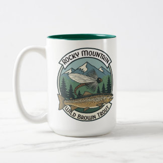 Rocky Mountain Wild Brown Trout Fly-Fischen Zweifarbige Tasse