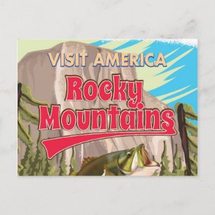 Rocky Mountains Angelreisen Reiseposter. Postkarte