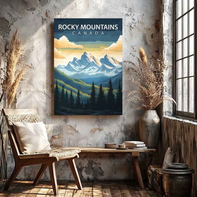Rocky Mountains Canada Travel Poster Canvas Art Leinwanddruck (Rocky Mountains Canada Travel Poster Canvas Art by TinkPrints.)