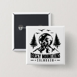 Rocky Mountains Colorado Bigfoot Vintage Wandern Button