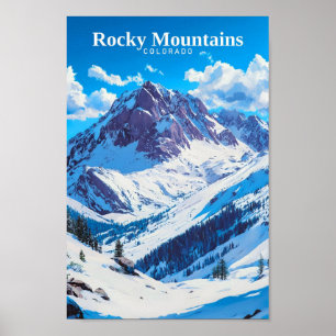 Rocky Mountains Colorado USA Art Vintage Reise Poster