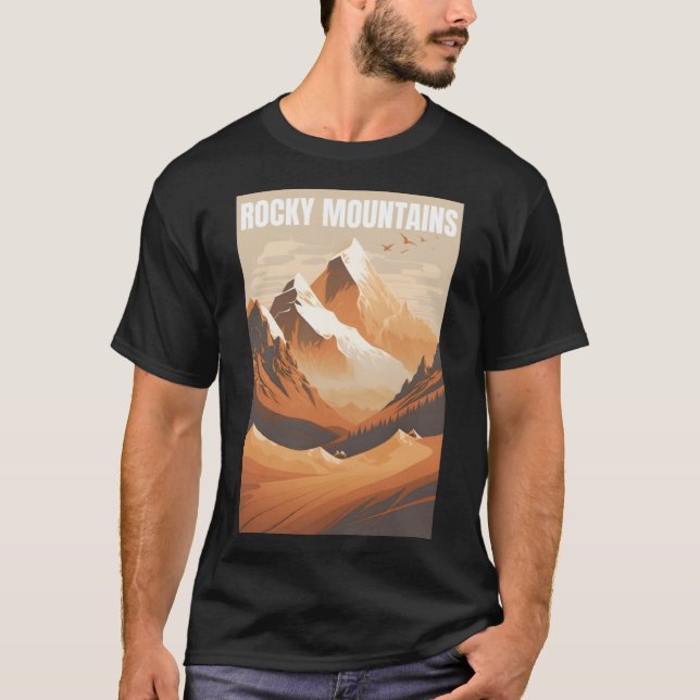Rocky Mountains Minimalistische Landschaft T-Shirt (Vorderseite)