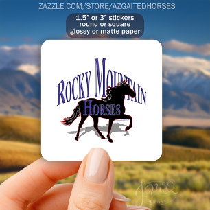 Rocky Mountains Pferde Silhouette Fett Text Quadratischer Aufkleber