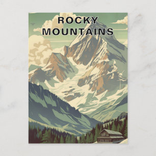 Rocky Mountains Retro Travel Berg Lodge Postkarte