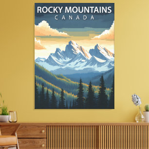 Rocky Mountains – Vintage-Reiseplakat von Kanada Leinwanddruck