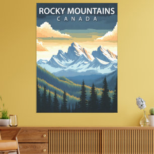 Rocky Mountains – Vintage-Reiseplakat von Kanada Leinwanddruck