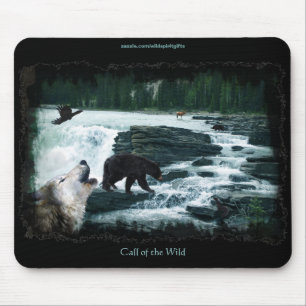 Rocky Mountains Wasserfall & Wildlife Mousepad