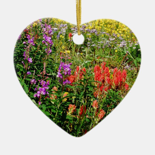 Rocky Mountains-Wildblumen Keramik Ornament (Vorne)