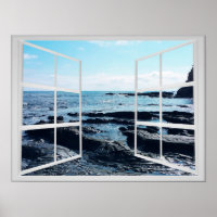 Rocky Ocean Coast mit Fensterrahmen