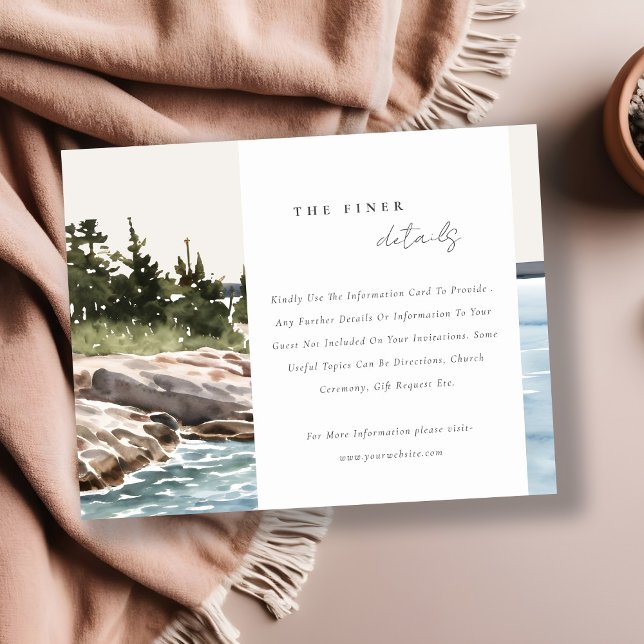 Rocky Pine Mountain Seascape Hochzeiten Details Begleitkarte (Von Creator hochgeladen)