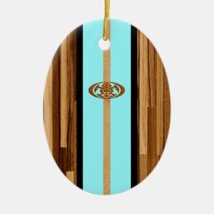 Rocky Point Hawaiian Engineered FauxWood-Surfbrett Keramikornament