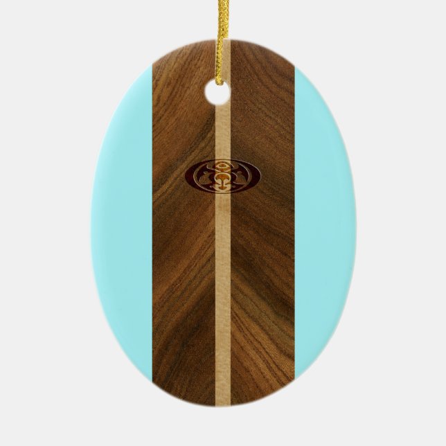 Rocky Point Hawaiian Imitats WoodSurfboard Keramik Ornament (Vorne)