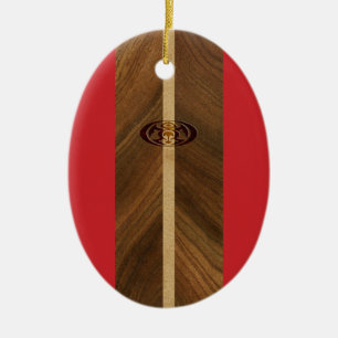Rocky Point Hawaiian Imitats WoodSurfboard Keramikornament
