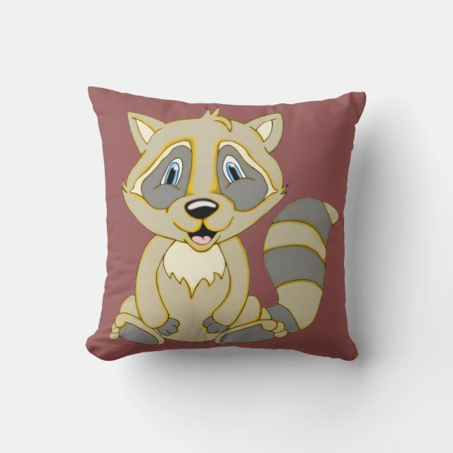 Rocky Raccoon Square Kissen (Vorderseite)