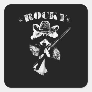Rocky Racoon Quadratischer Aufkleber