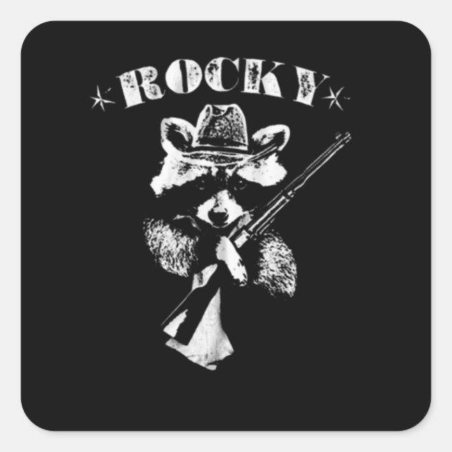 Rocky Racoon Quadratischer Aufkleber (Vorderseite)