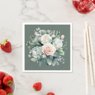 Rocky River Deep Green Blush Pink Roses Dusche Serviette
