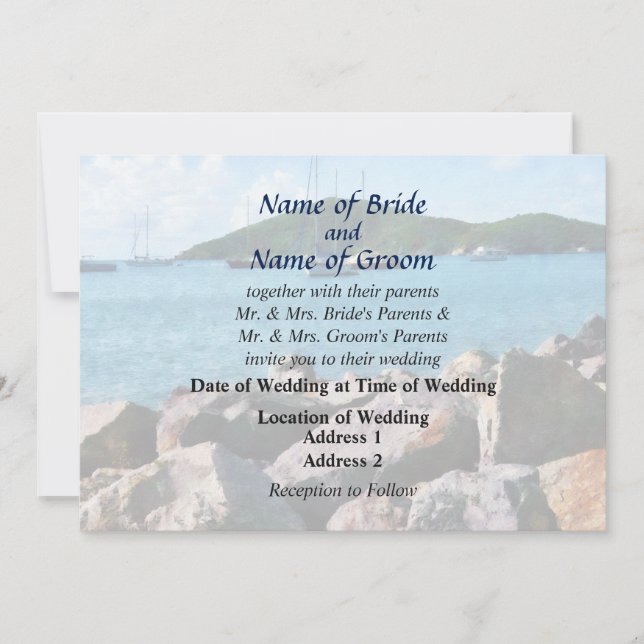 Rocky Shore St. Thomas Wedding Products Einladung (Vorderseite)