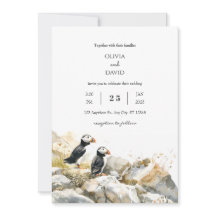 Rocky Shoreline mit Puffins Couple Beach Wedding