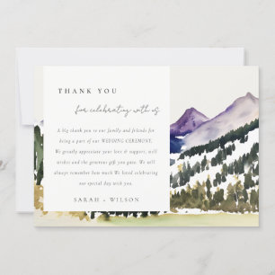 Rocky Snow Mountain Wasserfarbenwelt Hochzeit Dankeskarte