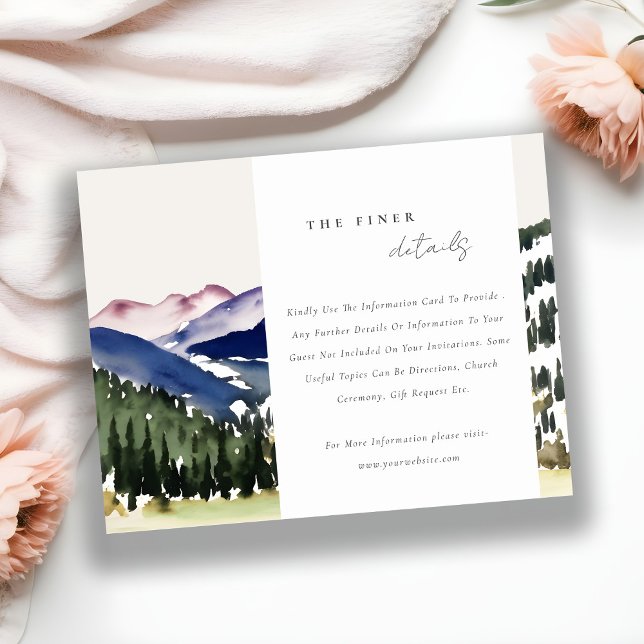 Rocky Snow Pine Landschaft Hochzeiten Details Begleitkarte (Von Creator hochgeladen)