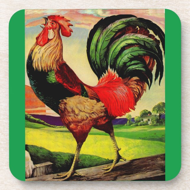 Rocky the Handsome Rooster Untersetzer (Vorderseite)