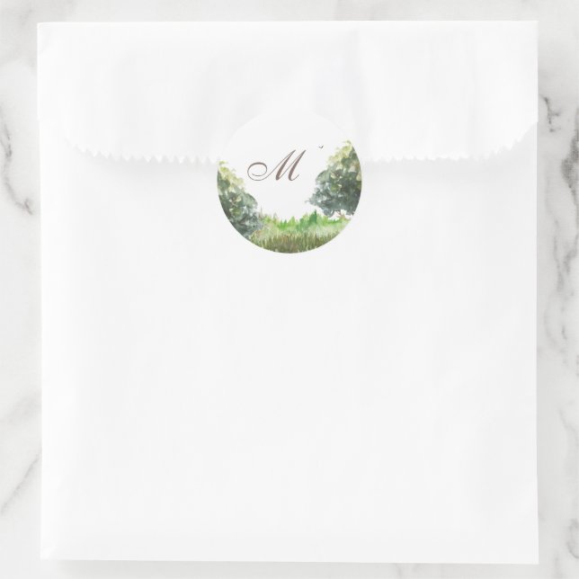 Rocky Tree Monogram Wedding Umschlag Aufklebers Runder Aufkleber (Tasche)