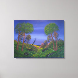 Rocky Valley Blue Sky farbenfrohe Landschaft Leinwanddruck
