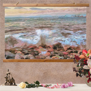 Rocky Waves 0742 Wandteppich Mit Holzrahmen