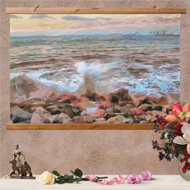 Rocky Waves 0742 Wandteppich Mit Holzrahmen (Von Creator hochgeladen)