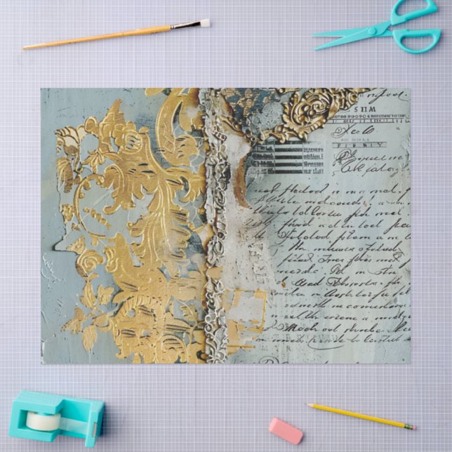 Rococo Blau Gold Italienisch Romantisch  Seidenpapier (Basteln)