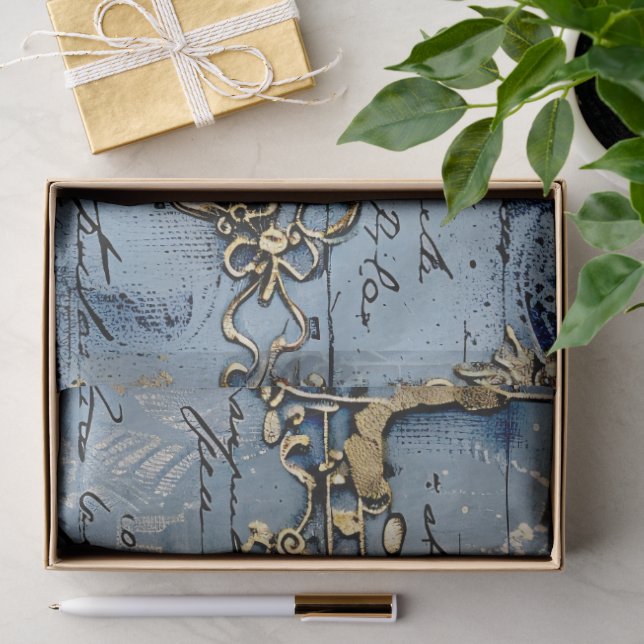 Rococo Blau Gold Italienisch Romantisch  Seidenpapier (Geschenk)