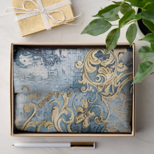 Rococo Blau Gold Italienisch Romantisch Seidenpapier