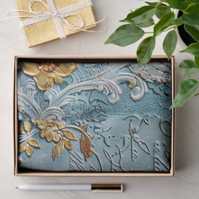 Rococo Blaugold Italienisch Romantisch  Seidenpapier (Geschenk)