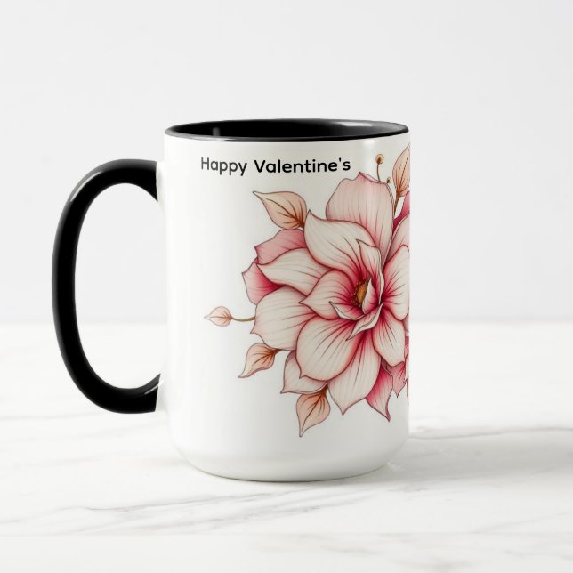 Rococo-Blumen-Herz Personalisierter Vintage-Kaffee Tasse (Links)