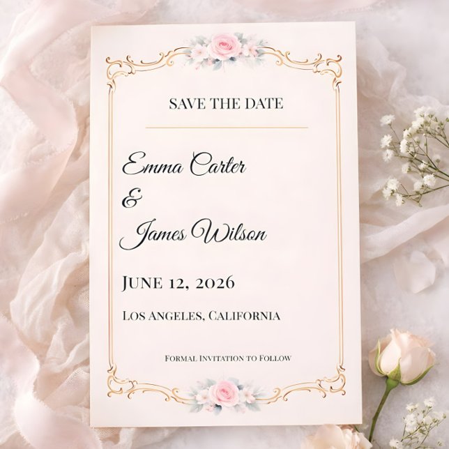 Rococo Blush Hochzeitseinladung zur Vorankündigung (Rococco save the date card for rococco collection
)