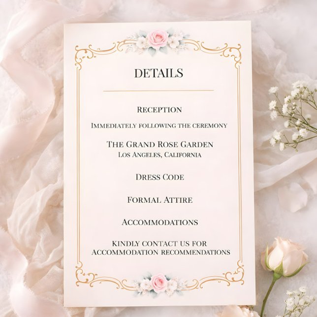Rococo Blush Wedding Begleitkarte (Details enclosure card for Rococco style luxury ornate wedding)