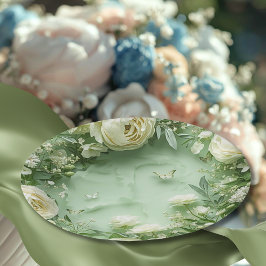 Rococo Butterfly Garden Galentine Floral Elegance Pappteller