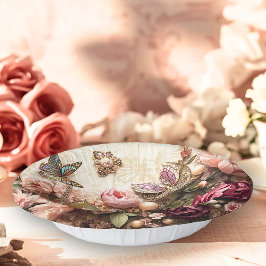 Rococo Butterfly Garden Galentine Floral Elegance Pappteller