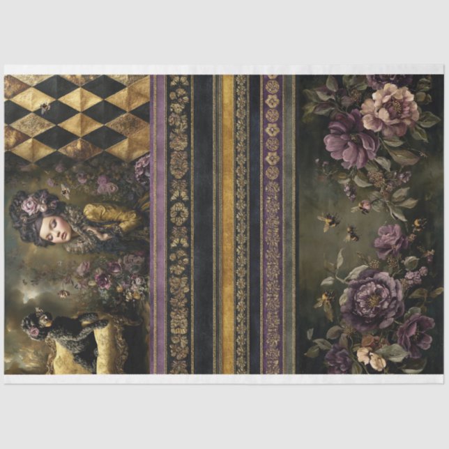 Rococo Buzz, Bee theme, MixnMatch Collage Seidenpapier (Vorderseite)