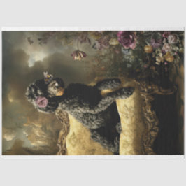 Rococo Buzz Schwarzer Pudel Vintage-Ölgemälde Seidenpapier
