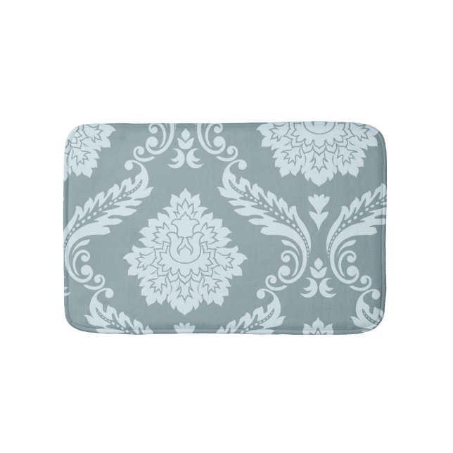 Rococo Damask Art I Duck Egg Blue+Teal Badematte (Vorderseite)