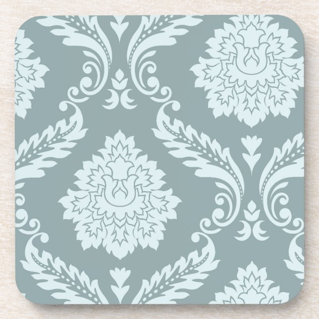 Rococo Damask Art I Duck Egg Blue+Teal Getränkeuntersetzer (Vorderseite)