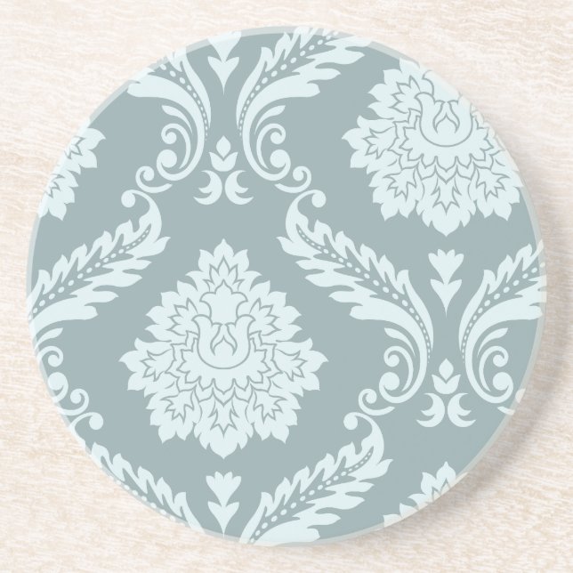 Rococo Damask Art I Duck Egg Blue+Teal Getränkeuntersetzer (Vorne)